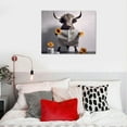 thumbnail image 4 of WERPE  Cow Reading Newspaper Toilet Canvas Wall Art Black and White Highland Cow Print Pictures Wall Funny Painting for Bathroom Artwork 16x12in, 4 of 4