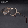 thumbnail image 2 of SPLOV Vintage Steampunk Flip gafas de sol Retro marco de Metal redondo gafas de sol para hombres mujeres diseñador de marca gafas circulares Oculos Tan Jianjun unisex, 2 of 2