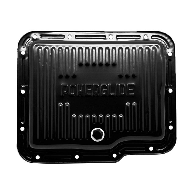 Cobra-Tek Fits Chevy GM Powerglide Steel Transmission Pan Black With Drain Plug.