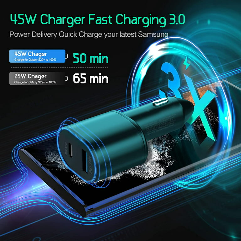 Fast Charger Voiture Allume Cigare Samsung – Double 45w 15W ( Câble