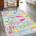 thumbnail image 3 of Happy Easter Area Rugs Collection 3'x5', Spring Bunny Eggs Flower Teal Wood Grain Non Slip Indoor Rectangle Throw Runner Rug Floor Mat Carpet for Living Room Dining Table Bedroom Nursery, 3 of 9