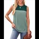 thumbnail image 2 of Camiseta Sin Mangas Informal de Verano con Cuello Redondo y Bloques de Color para Mujer, Color Verde L, 2 of 8