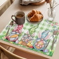 thumbnail image 3 of Happy Easter Placemats Set&nbsp;of 1 Watercolor Gnomes Colorful Eggs Floral Greenery Green Plaid Heat Insulation Washable Place Mats, Non-Slip Table Mats for Dining Table Party Kitchen,13x19 Inch, 3 of 9