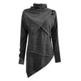 thumbnail image 4 of WREESH Women Casual Solid Color Turtleneck Long Sleeve Button Jacket Spliced Knit Sweater, 4 of 5