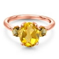 thumbnail image 3 of Gem Stone King 2.91 Ct Oval Yellow Citrine 18K Rose Gold Plated Silver Ring, 3 of 6