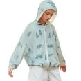 thumbnail image 1 of Chandail à Capuchon de Protection Solaire pour Enfants Léger à Manches Longues avec Capuche Protection Solaire Vert 9 Ans-10 Ans, 1 of 4