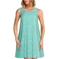 thumbnail image 1 of Fotbe Teal Turquoise Glitter Vestido de Verano sin Mangas para Mujer – Vestido Midi Línea A, Estilo Camiseta Floral, Vestido Playero Casual y Fluido, 1 of 7