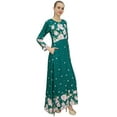 thumbnail image 5 of Bimba Women's Casual Floral Digital Green Printed Long Maxi Designer Dress-24, 5 of 5