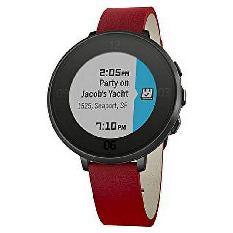 Pebble Time Round 14mm Smartwatch for Apple/Android Devices - Black/Red