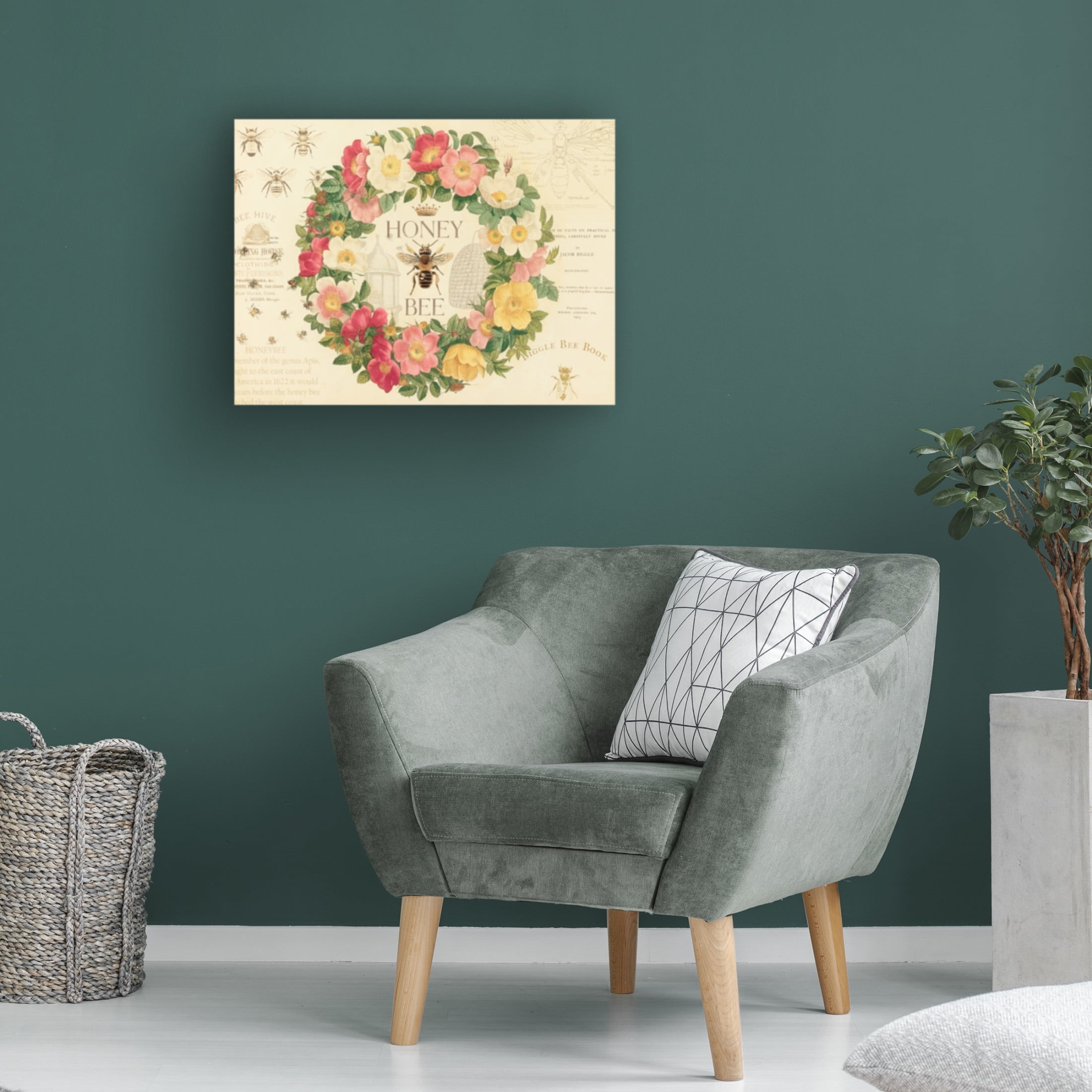 Canvas Wall Art - Cora Niele 'Honey Bee' Wall Art for Living Room, Bedroom, or Office Décor by Trademark Fine Art - 47 x 35 Inches