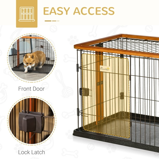 Cage de transport pour chien en fil métallique avec plateau de sol, double  porte, pliable, taille S : 63 x 44 x 50,5 cm