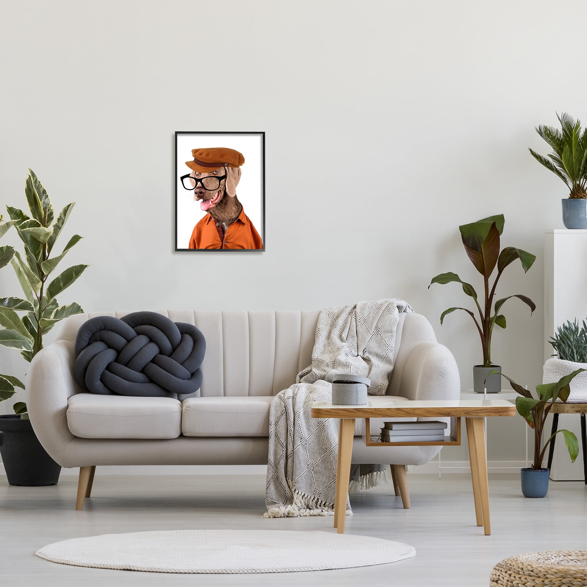 Stupell Industries Schoundrel Dog in Glasses Animals & Insects Painting Black Framed Art Print Wall Art, 16 x 20