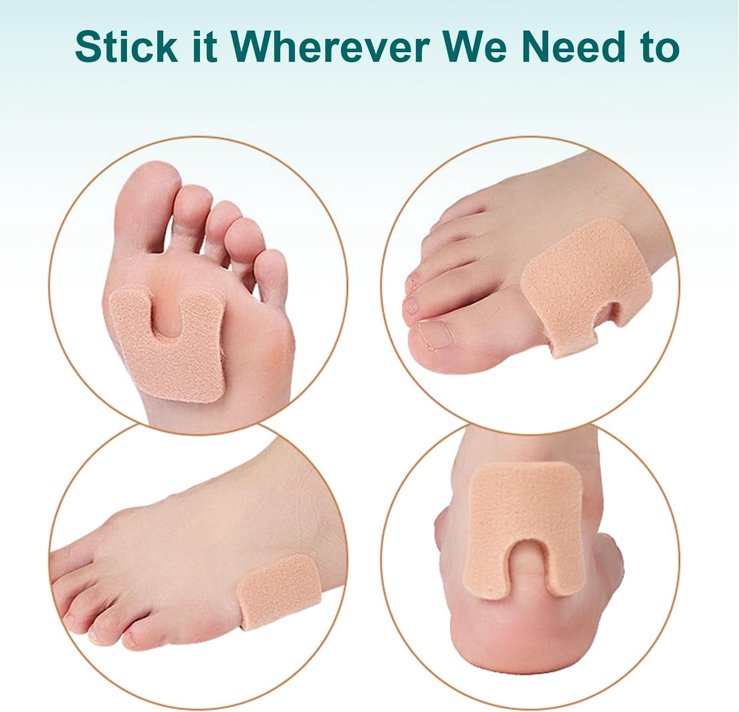 Horseshoe Pads for Feet Metatarsal Callus Cushions U-Shape Felt Pads 60 Pieces