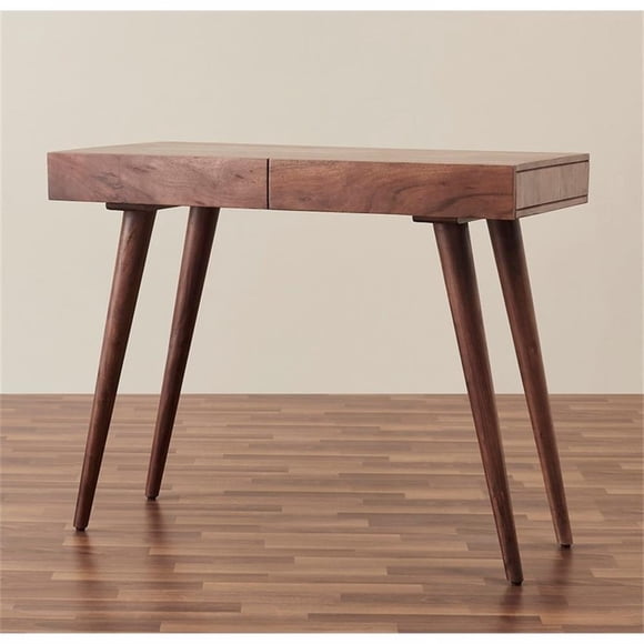 Pratt 39 inch Solid Wood Office Desk in Dark Walnut