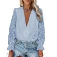 thumbnail image 4 of Blusa de encaje para mujer top de manga larga de encaje para mujer Elegante cómodo elegante transpirable cuello en V para ir de compras ANGGREK Otros, 4 of 6