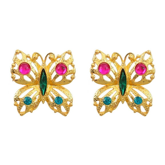 QDDollarsFun Hollow Butterfly Earrings, Butterfly Insect Earrings for Women, Bohemian Butterfly Statement Earrings, Sparkling Butterfly Animal Stud Earrings Boho Jewelry, Gold Butterfly Earrings