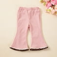 thumbnail image 4 of Glisme Girls Pants Ribbed Flared Pants With Lace Trim Soft Stretch Casual For Toddler Versatile Trousers Size 2-3 Years Pink, 4 of 5