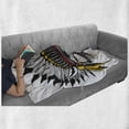 thumbnail image 6 of Skull Soft Flannel Fleece Throw Blanket, Dead Tribe Leader Feather Head Crown with Glasses, Cozy Plush for Indoor and Outdoor Use, 60" x 80", Grey Yellow and Red, by Ambesonne, 6 of 6