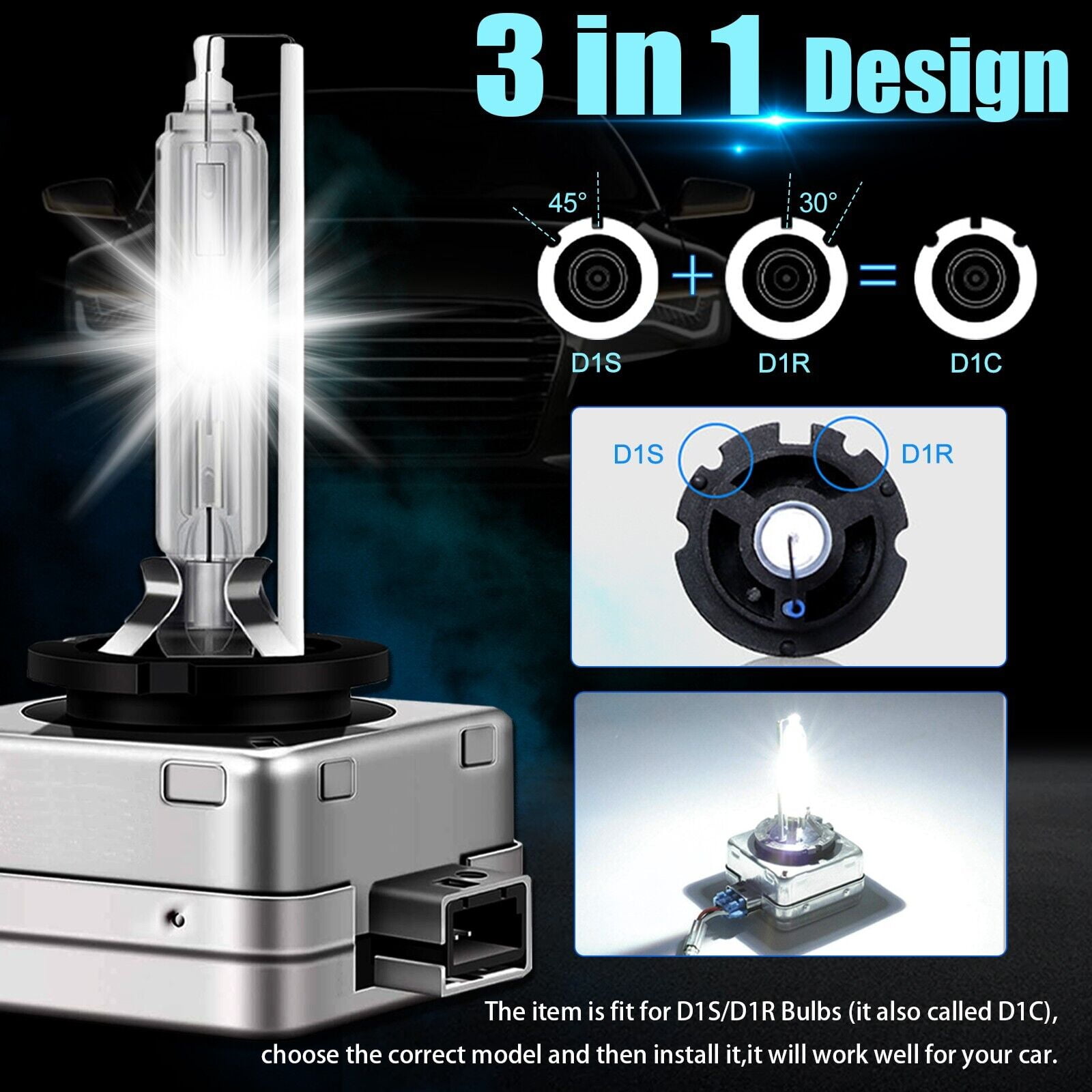 D1S HID Headlight Bulbs For Saab 9-5 2003-07 Low 08-2011 Hi Low Beam 6000K White