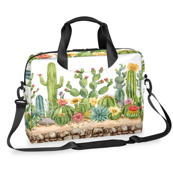 Herdesigns Cactus Floral Laptop Bag for Women Men, Computer Case Briefcase Messenger Bags, 15-15.6 inch Laptop Sleeve Shoulder Bag