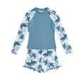thumbnail image 4 of JAJAHO Two Piece Swimsuits For Girls Tropical Floral Printed Long Sleeve Rash Guard Tankini Top And Boyshorts Training Bathing Suit Lovely Swimwear, 4 of 4