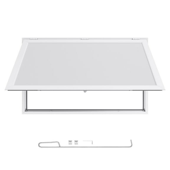 KFFKFF Concession Window 60x36 in, Aluminum Alloy Frame Service Window for Food Trucks, 85-Degree Opening Serving Window with Awning Door and Drag Hook, Water-Resistant Design for Trailers