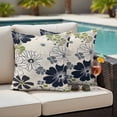 thumbnail image 4 of White Black Flowers Outdoor Waterproof Pillow Covers, Vintage Floral Beige Burlap Decorative Square Throw Pillowcase Sofa Cushion Sham for Patio/Couch/Chair, 16"x16" 2 Pack, 4 of 8