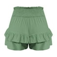 thumbnail image 6 of YUGYXL Women's Cotton Ruffle Shorts High Stretch Waist Summer Shorts Teen Girl Cute Pleated Shorts Elegant Outdoor Shorts Mint Green M, 6 of 6