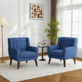 thumbnail image 6 of UIXE Blue Accent Chair Set of 2, Linen Fabric Armchair for Living Room, Modern Arm Chairs, Bedroom, 6 of 7