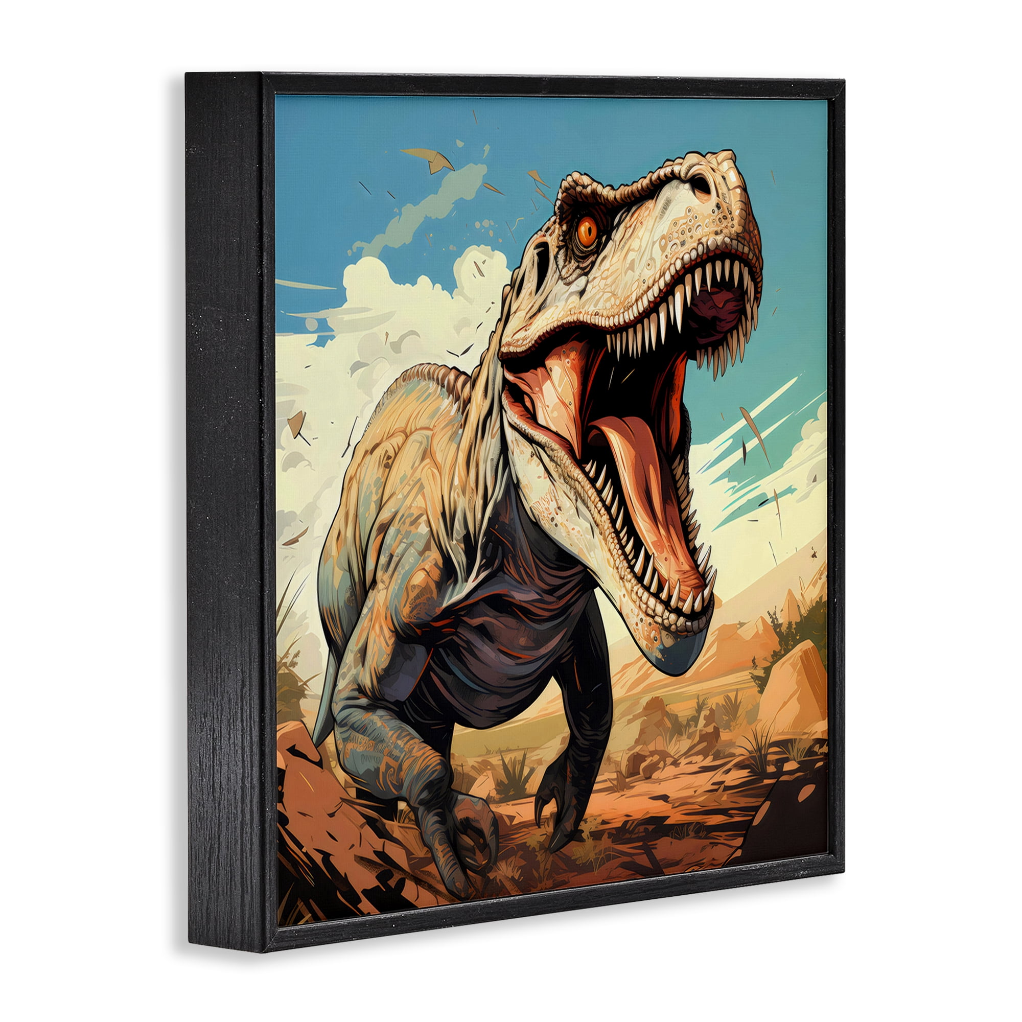 Stupell Industries Velociraptor Desert Sunset Black Framed Giclee Art, design by Creative Studio