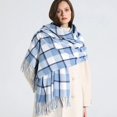 thumbnail image 1 of Luxury Plaid Scarf Winter Warm Cashmere Women Long Bandana Pashmina Foulard Female Scarves Tassel Shawl And Wraps 2022 Design, 1 of 5