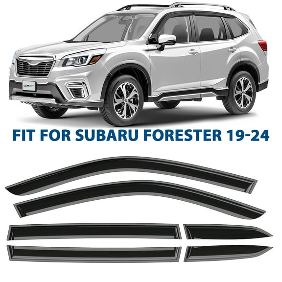 CLIM ART Incredibly Durable Rain Guards for Subaru Forester 2019-2024 Limited, Touring, Original Tape-on Window Deflectors, Vent Deflector, Window Visors, Car Accessories, 6pcs.- 519347