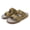 Brown, variant on Men's Wide Band Dual Metal Buckle Suede Slide Sandals Cushioned Arch Support Non Slip Casual Outdoor Slides
