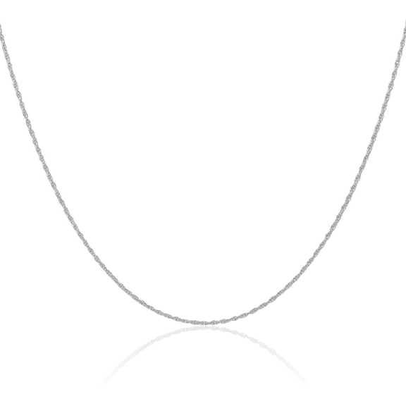 10K Solid White Gold 0.95mm Cable Rope Chain Twisted Link Necklace