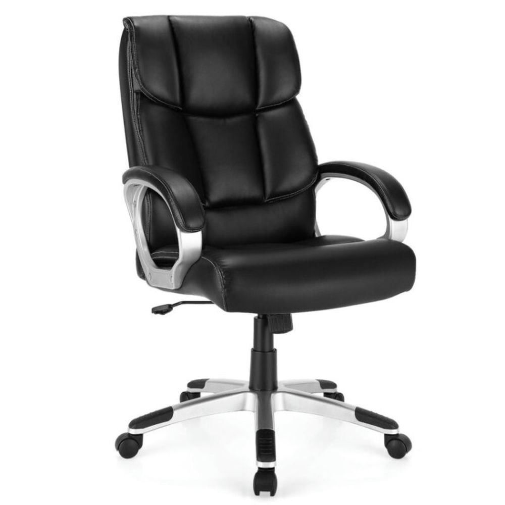 Demi Bonn Big and Tall Adjustable High Back Leather Executive Computer Desk Chair for Home, Bedroom, Study, Black