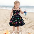 thumbnail image 2 of Baby Girls' Floral Dress Lightweight Sundress Print Strappy Summer Dress With Adjustable Ties For Beach & Casual Outfits &W07Blue 4-5 Years, 2 of 4