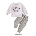 thumbnail image 3 of Qarigey Conjunto de ropa para niño, traje de otoño, pantalones para chico, traje de Color sólido, acabado de piel transpirable, cierre conjuntos de ropa Blanco 100cm, 3 of 6