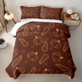 thumbnail image 2 of Feelyou Hippie Autumn Pumpkin Quilt Full, Cute Love Heart Full Bedspread Sets, Brown Orange, 3 Pieces, 1 Comforter and 2 Pillowcases, 2 of 7