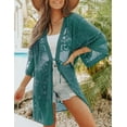 thumbnail image 4 of Bsubseach Women Mesh Lace Kimono Cardigan Swimsuit Cover Ups Floral Beachwear Dress, 4 of 6