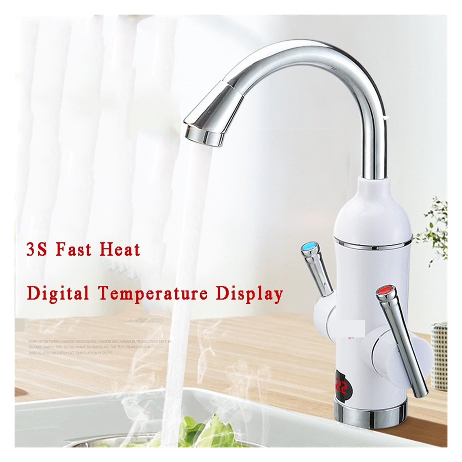 Tankless Water Heater Tap, Instant Kitchen Faucet,Element Flow Heater Hot Water Heated Tap Double Handle - Easy DIY Install