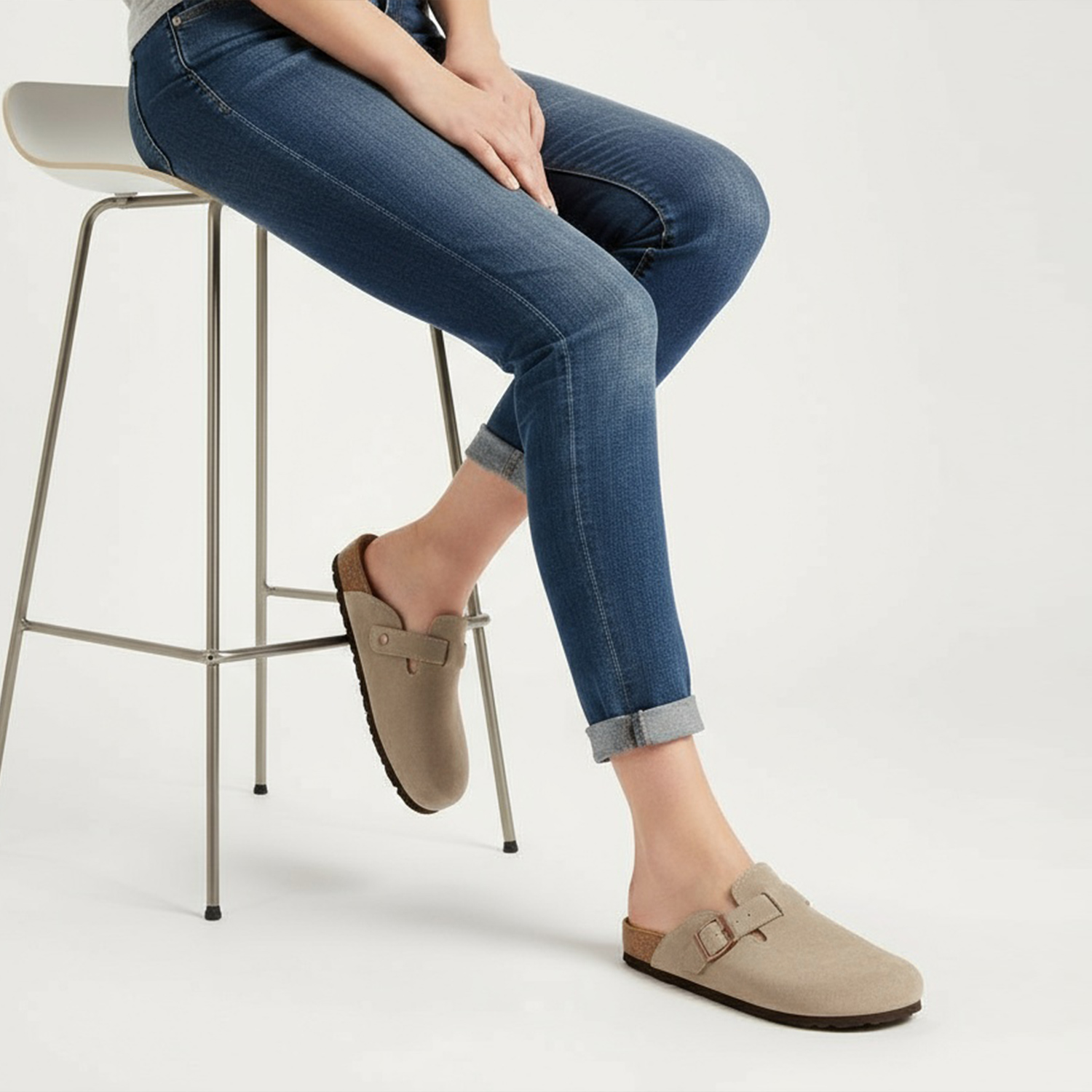 Ecetana Women's Suede Clogs with Cork Footbed Arch Support photo 8