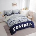 thumbnail image 3 of jejeloiu Football Sport Lover 7pcs Bedding Comforter Set,Rugby Helmet Queen Bedding Sets,Gray Deepblue Queen Sheet Sets For Teens,Ultra Soft Home Decor Reversible, 3 of 8