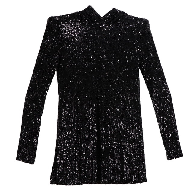 Naeem Khan Robe Noire à Capuche à Manches Longues avec Sequins pour Femmes - G