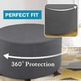 thumbnail image 5 of Round Ottoman Cover, Stretch Footstool Protector Covers Storage Stool Ottoman Slipcovers Jacquard Ottoman Cover with Elastic Bottom Washable Furniture Protector-Dark gray-Medium, 5 of 7
