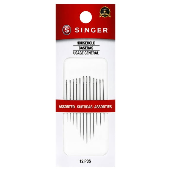 SINGER Assorted Steel Household Hand-Sewing Needles, Assorted Sizes, 12 Pieces