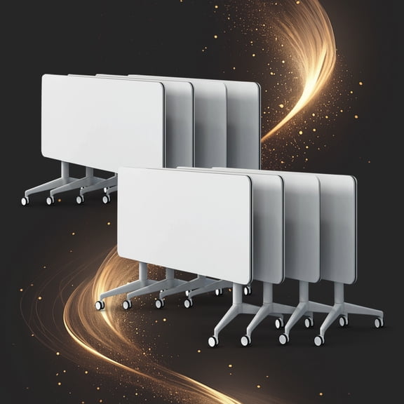 Folding Conference Table with Wheels 8 Pack 55.1 Inch Flip Top Mobile Training Tables Heavy Duty Spliceable Modular Meeting Room Desk for Office