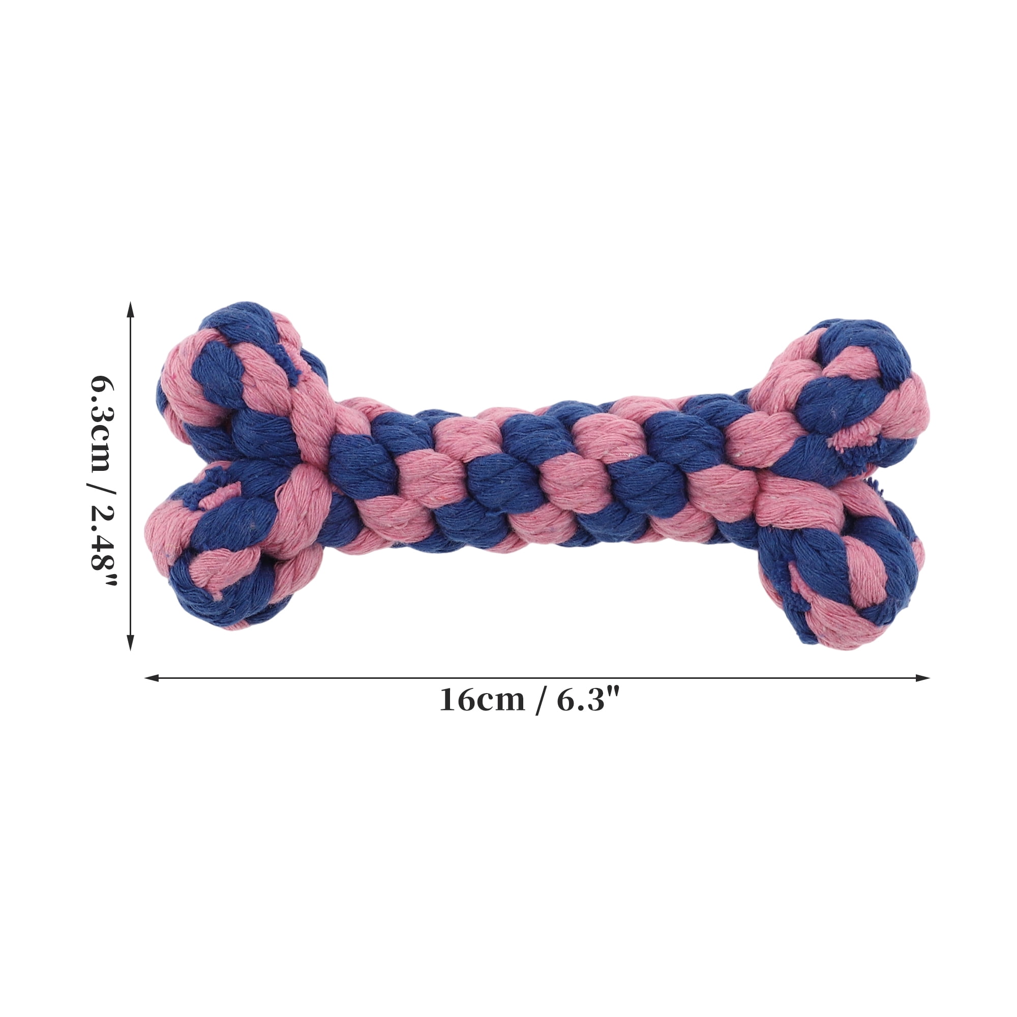 Unique Bargains Durable Cotton Teeth Cleaning Bone Shape Dog Chew Rope Pink Blue