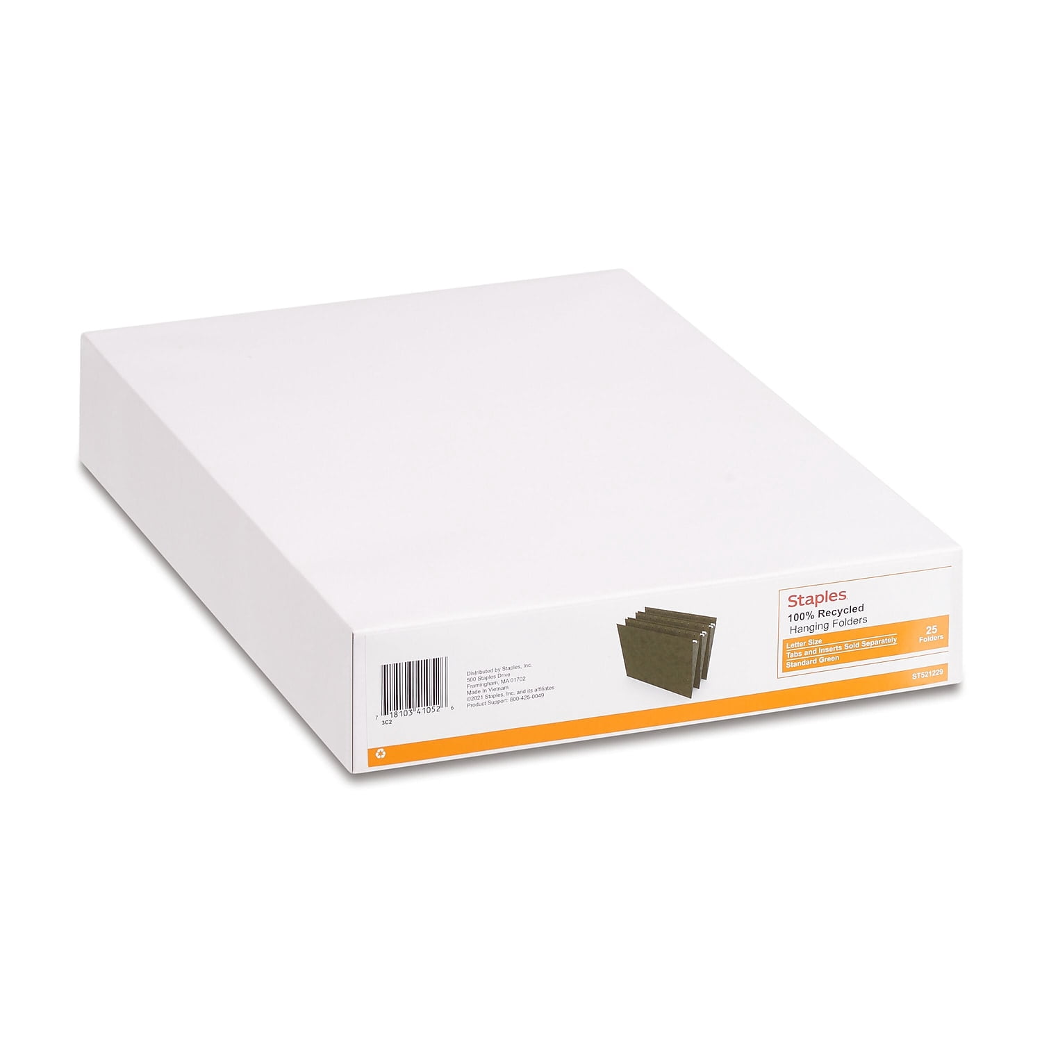 Staples Hanging File Folder Letter Size Standard Green 75/Carton ST521229/5212VS