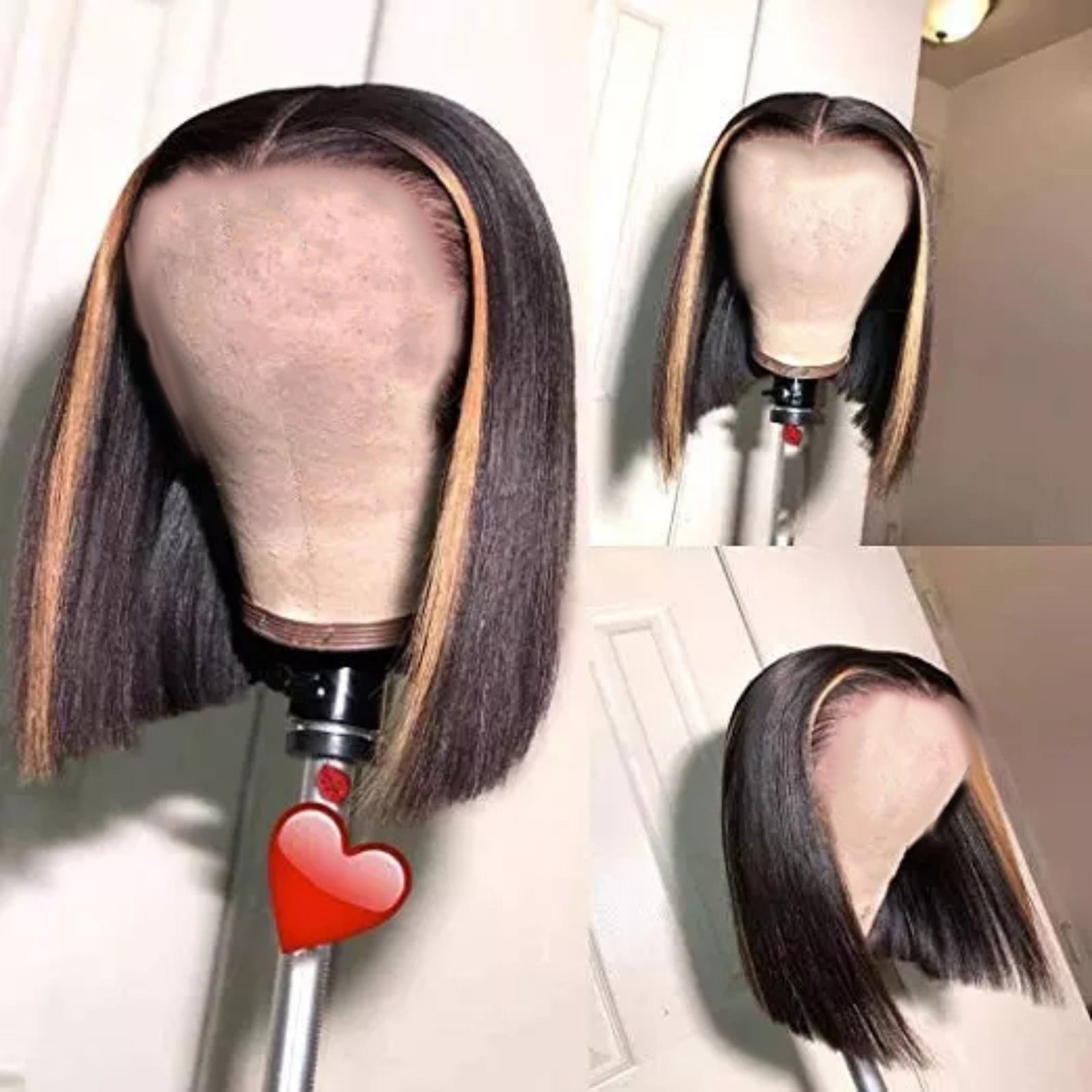 9A Grade Brazilian Straight Bob Wig with Highlight tl27 13×4 Short Human Hair