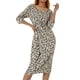 thumbnail image 3 of TRKIYQC Vestido de Mujer Leopardo/Flor/Diseño de Color Sólido Mangas 3/4 Cuello Redondo Casual Vestido Transpirable TRKIYQC moderno, 3 of 9
